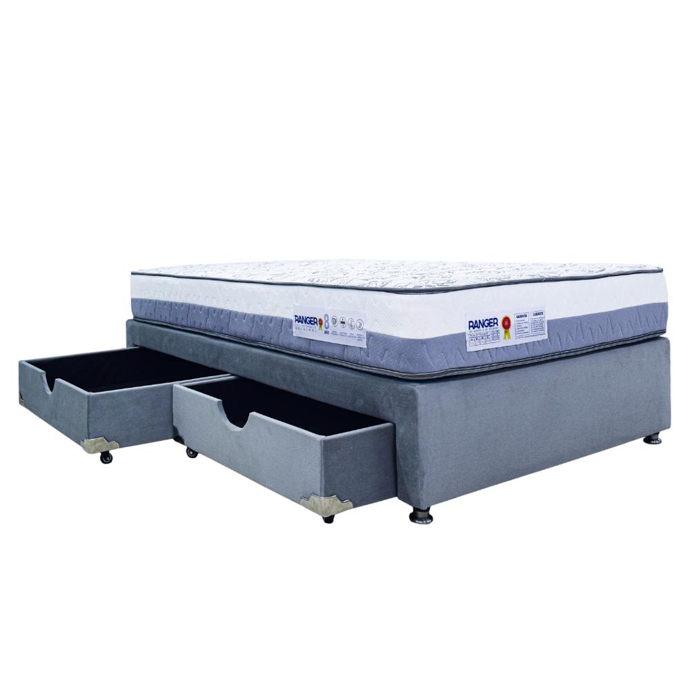 Colchón Combo Ranger (140 X 190 Cm) Doble Full Ortopédico Híbrido Resortado Firme Base+Cajones