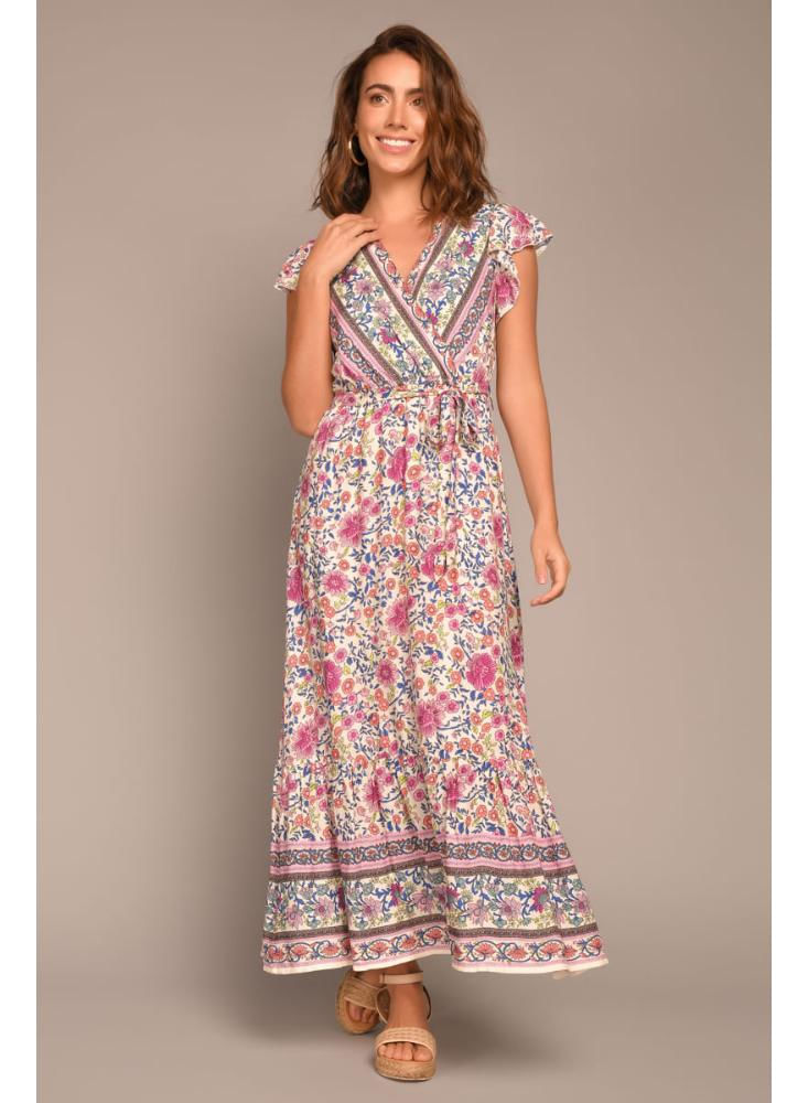 Vestido Largo Estampado Boho Cintura Resortada img #1