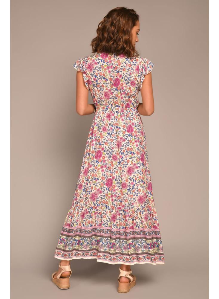 Vestido Largo Estampado Boho Cintura Resortada img #2