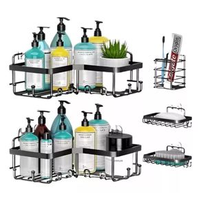 Organizador Ducha Esquinero Repisa Baño Adhesivo Set Por 5.