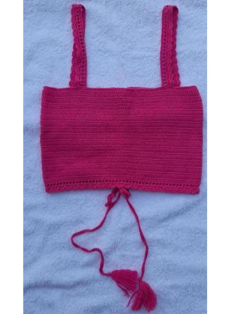 Crop Top De Dama En Crochet, Ombliguero Tiras img #1