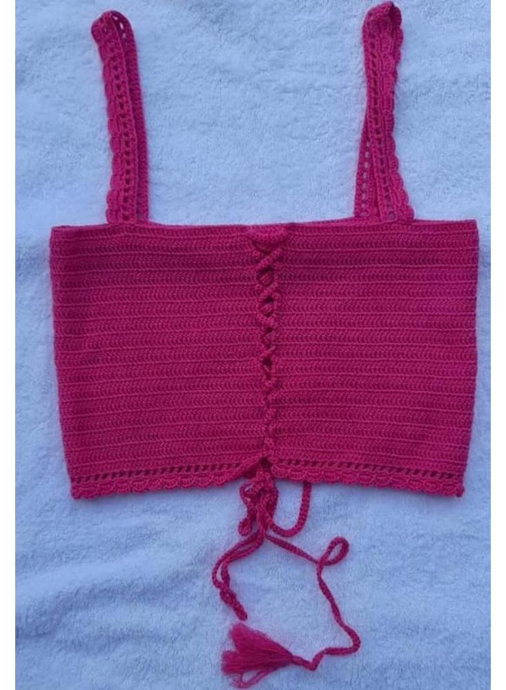Crop Top De Dama En Crochet, Ombliguero Tiras img #2