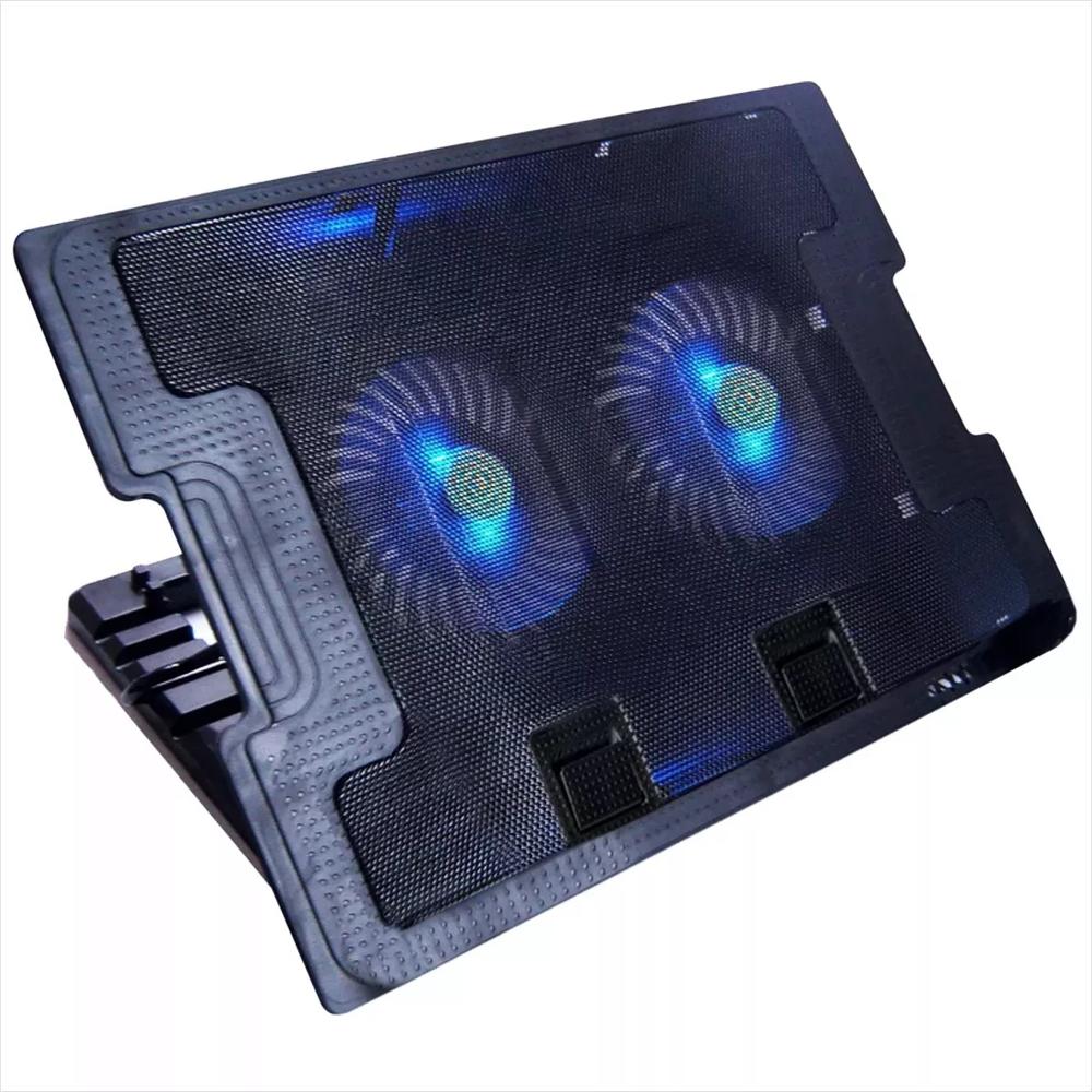 Base Refrigerante A2 Negra Metalica Cooling Pad 2 Ventiladores 5 Niveles