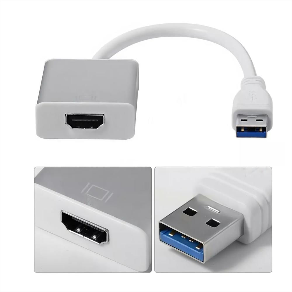 Cable Convertidor Adaptador Usb 3.0 Macho A Hdmi Hembra 1080 Color Plata img #1