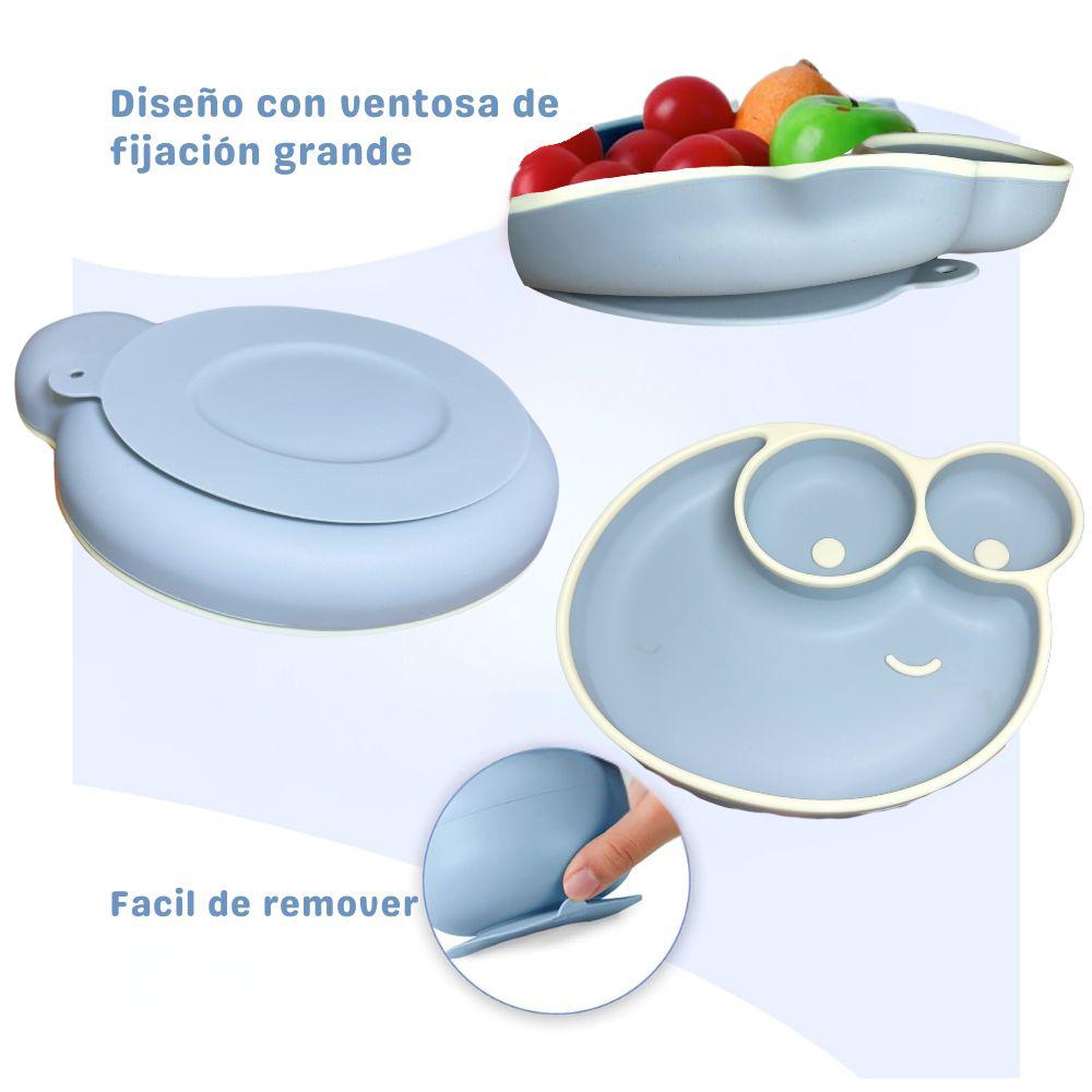Kit De Alimentación Complementaria Bebes Vajilla Silicona 9Pcs Verde Miltitar img #2