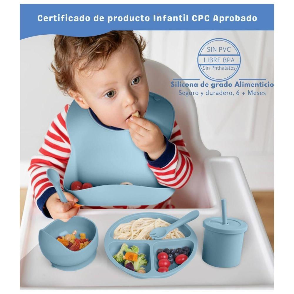 Kit De Alimentación Complementaria Bebes Vajilla Silicona 9Pcs Verde Miltitar img #3