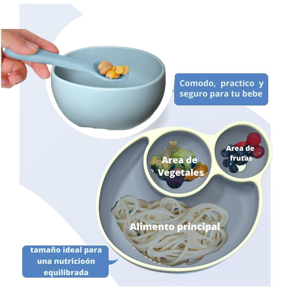 Kit De Alimentación Complementaria Bebes Vajilla Silicona 9Pcs Verde Miltitar img #5
