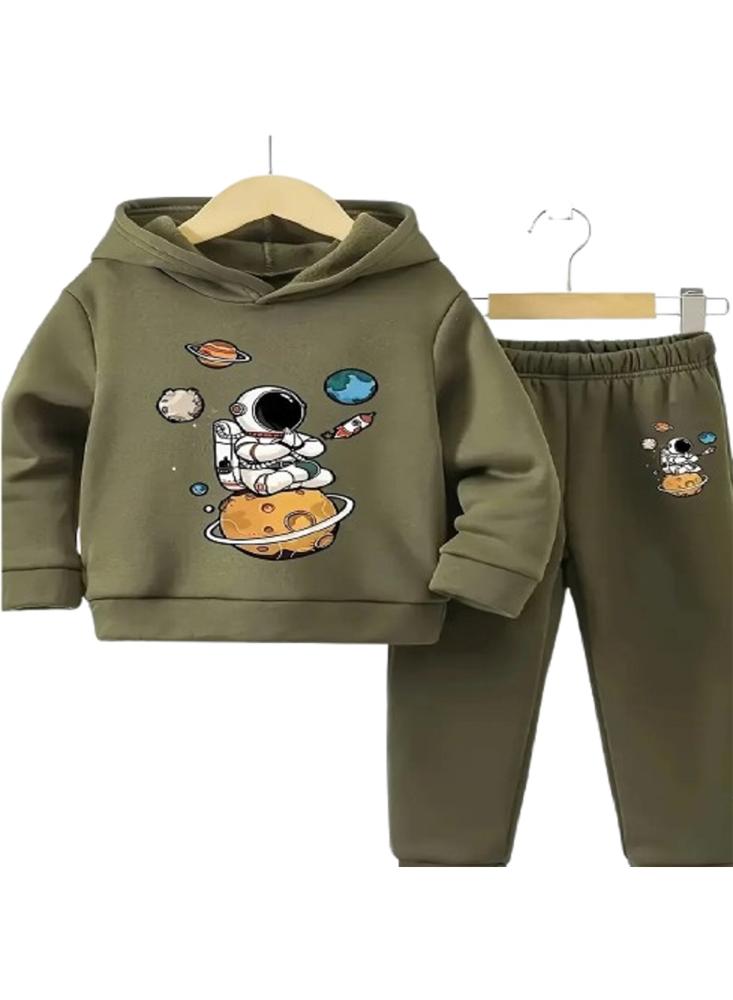 Conjunto De Sudadera Verde Con Astronauta img #1