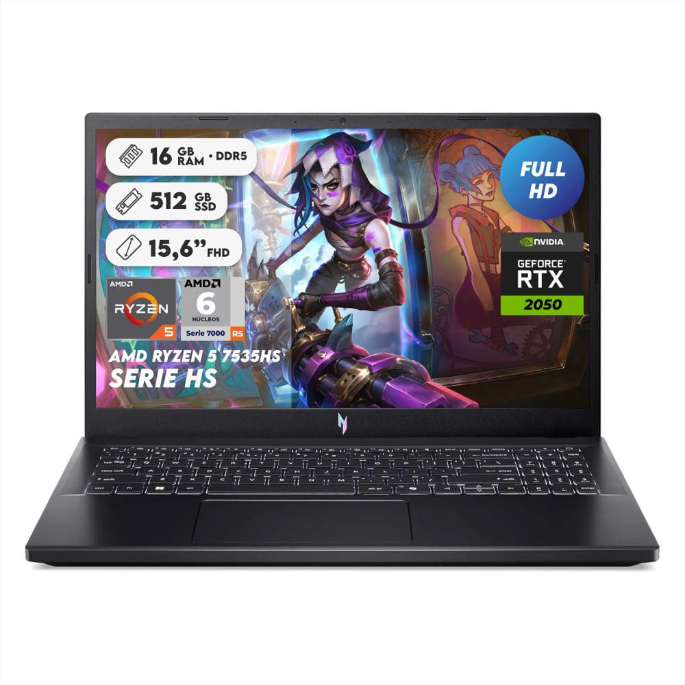 Portatil Gamer Acer Nitro V15 Ryzen 5 7535Hs Ram 16Gb Ssd 512Gb Rtx 2050