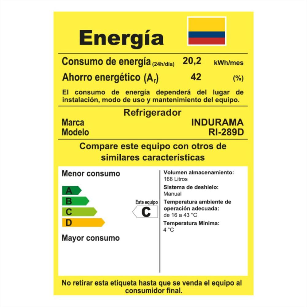 Nevera Indurama Ri 289D 170Lt Gris Frost Dispensador Manual img #5