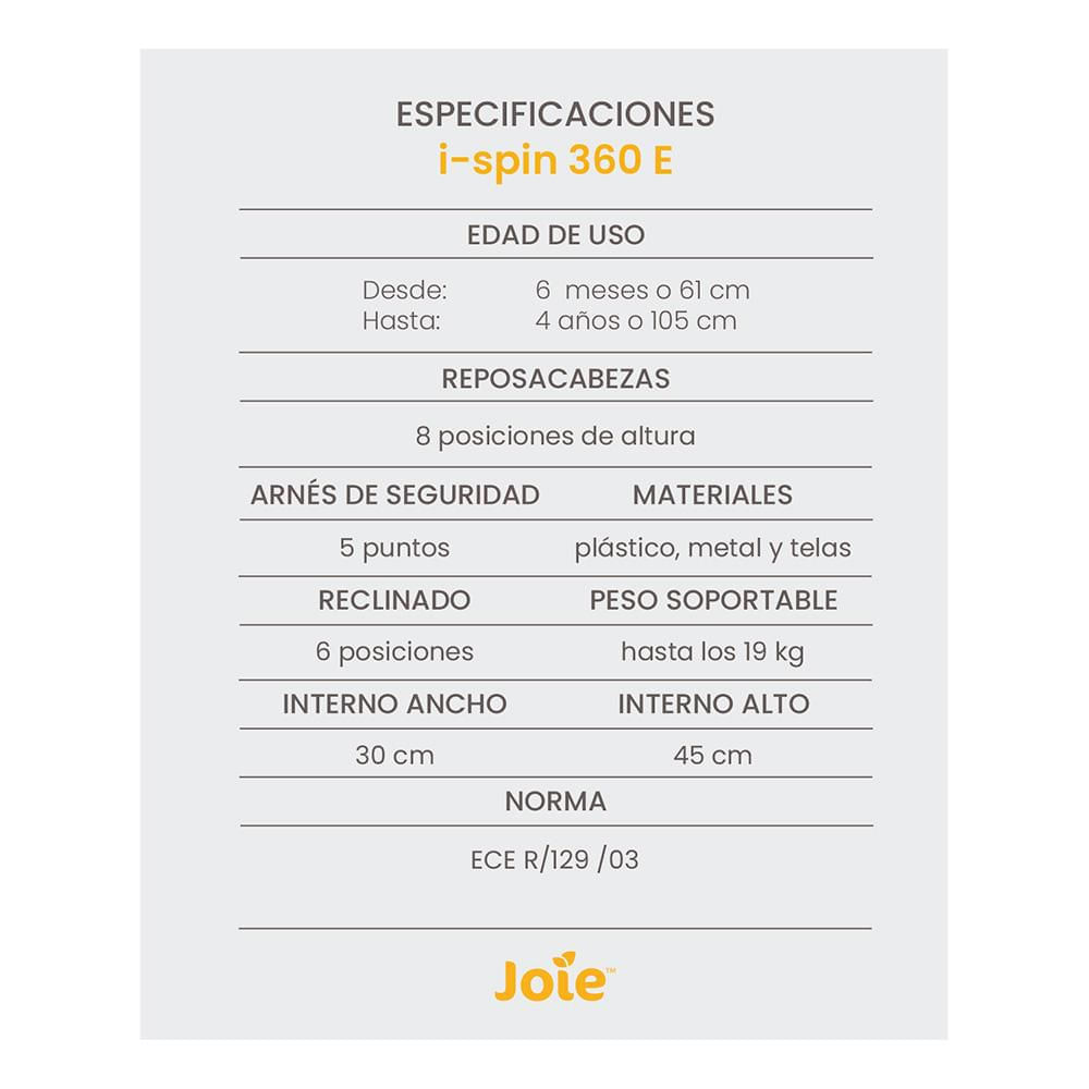 Silla Carro Bebé Isofix ISpin 360 E Coal De Joie JOIE C1801LACOL000 img #7