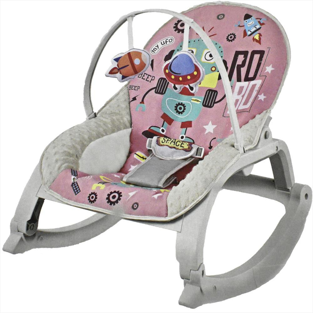 Silla Mecedora Vibradora Con Bandeja Rosa Para Bebé