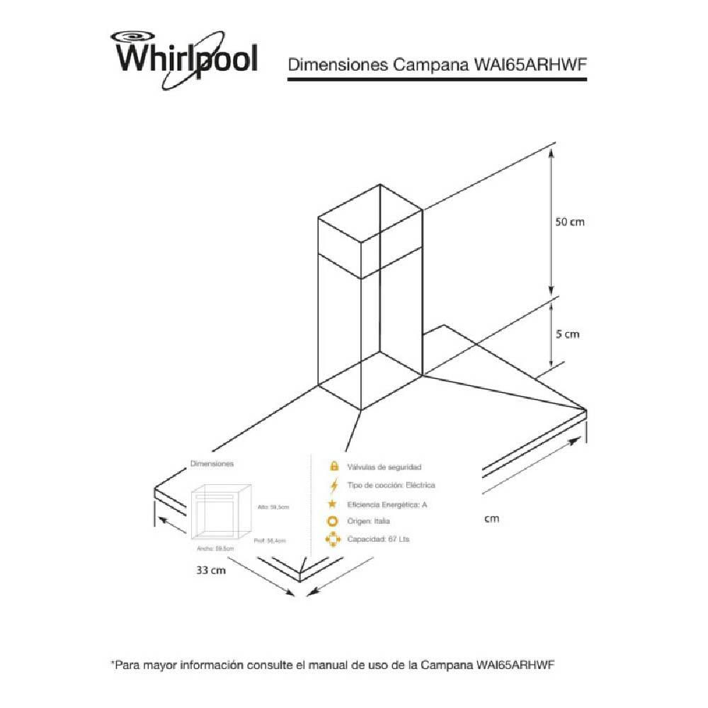Campana De Pared Whirlpool Wai65arhwf 60 Cm img #4