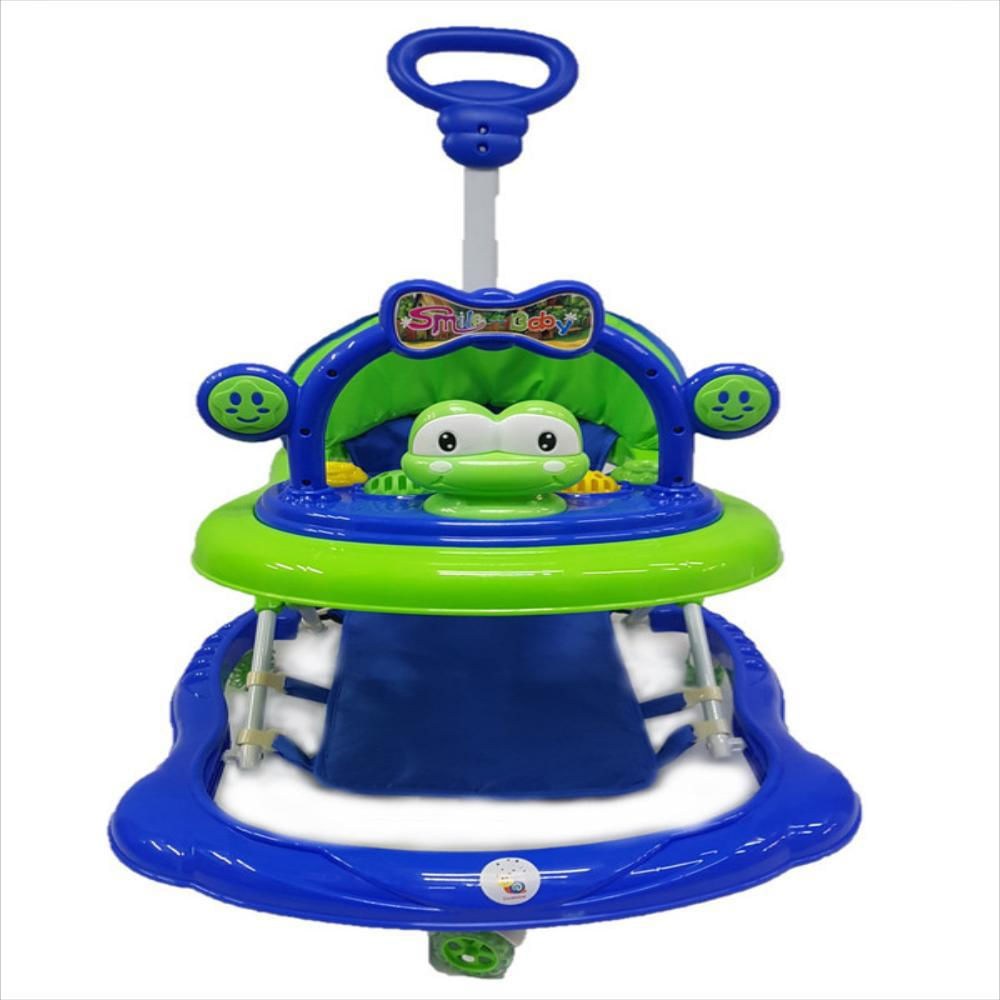 Caminador Andadera Bebe 14 Llantas Goma Guía Musical Saltarín Sapito Verde Azul