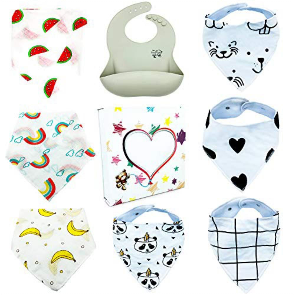 Paquete De 8 100 Baberos Bandana Orgánica Para Bebés. img #1