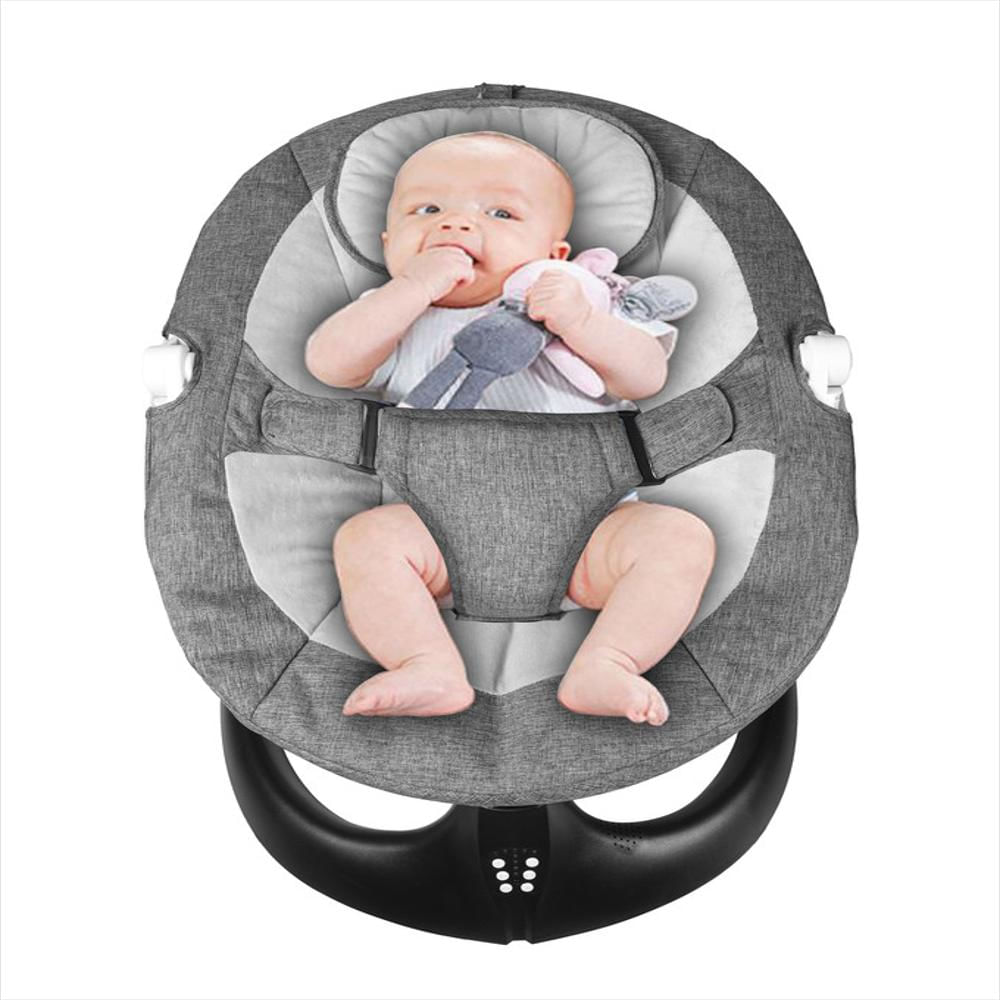 Silla Mecedora Electrica Para Bebe Con Movimiento Lateral Bluetooth Gris