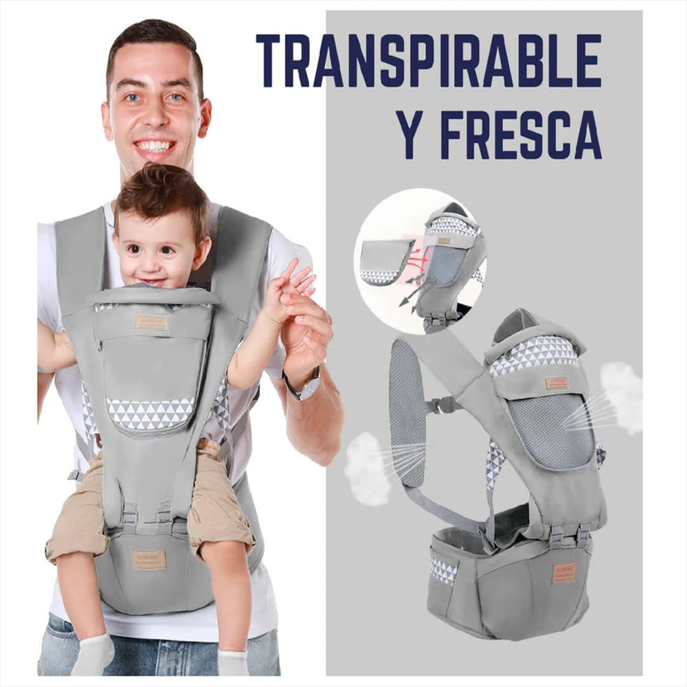 Cargador Porta Bebe Ergonómico Con Asiento 6 En 1 De 0 36M Gris img #2