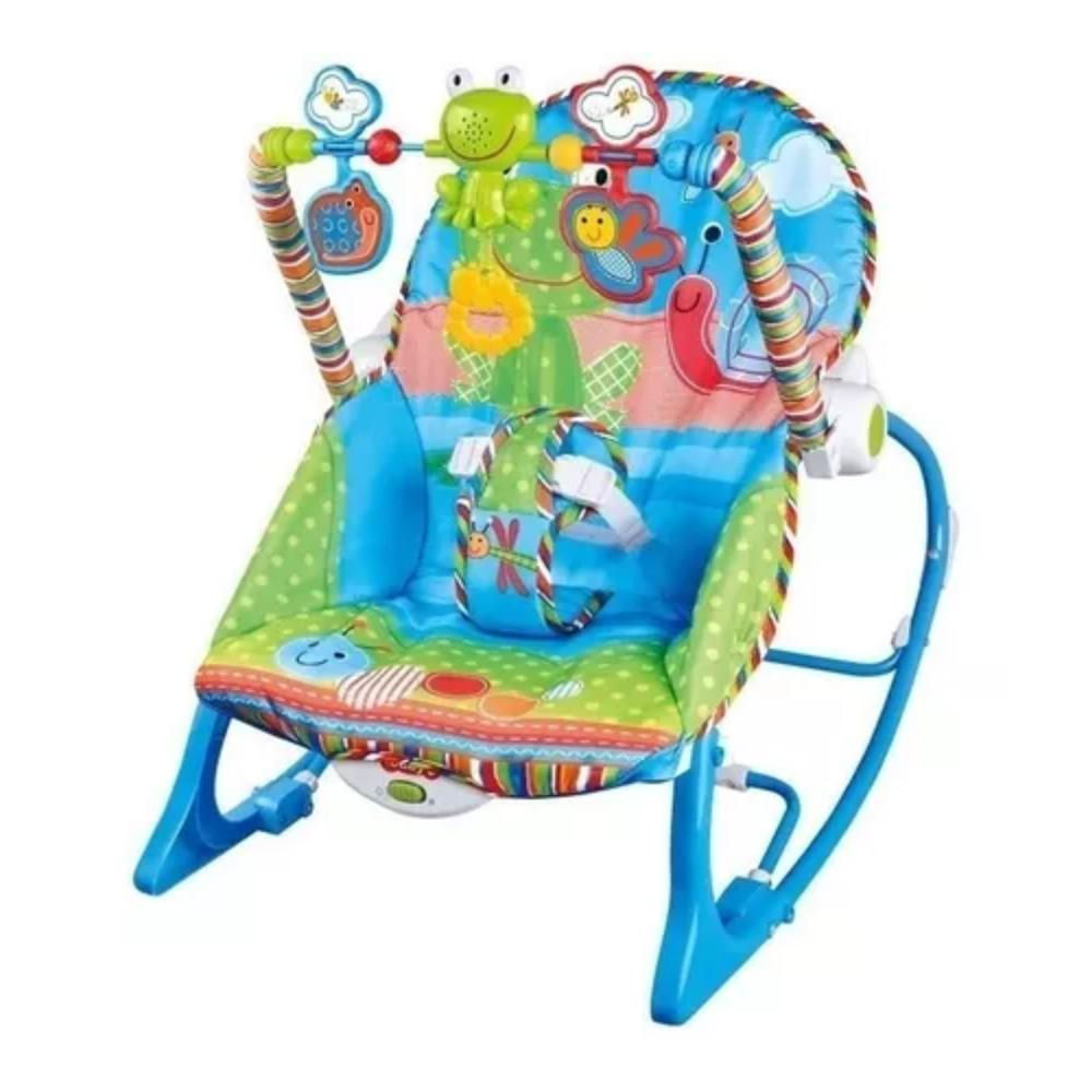 Silla Mecedora, Vibradora, Antireflujo Y Musical Para Bebe Color Azul Jungla