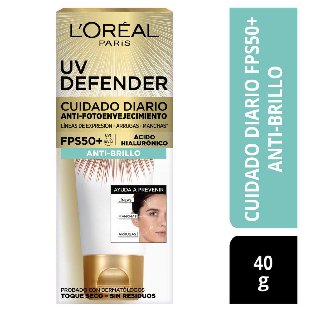 Protector solar DERMO EXPERTISE Loreal Paris UV defender antibrillo (40 gr)