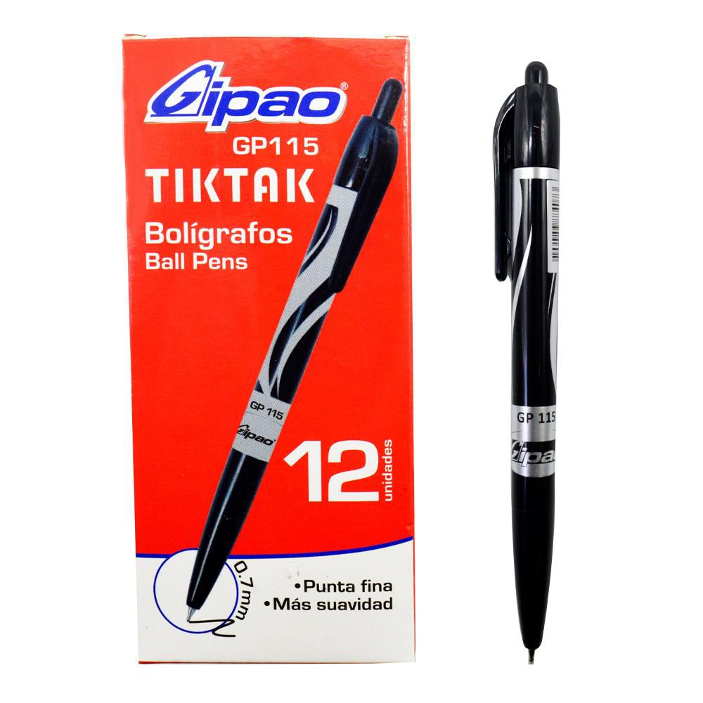 Lapicero Retractil Tiktak Negro 100 GIPAO