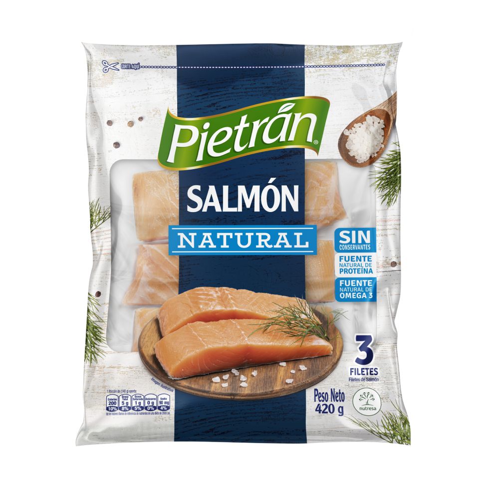 Filete de salmón PIETRAN natural x3und (420 gr)