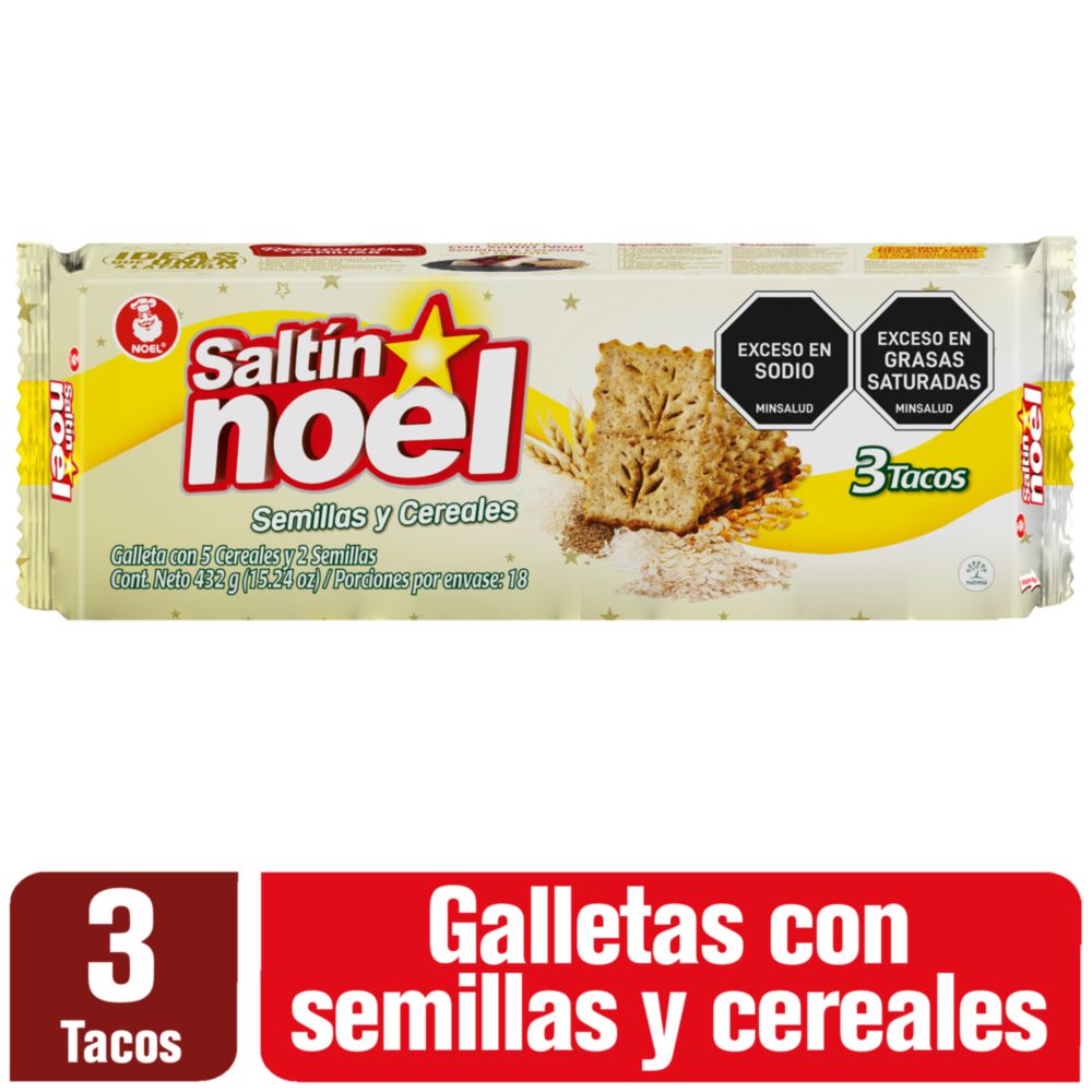 Galletas SALTIN NOEL Semillas y cereales x3 tacos (432 gr)