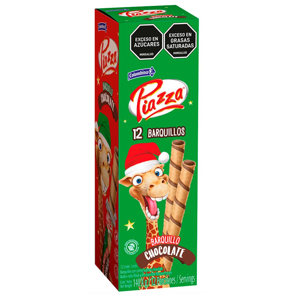 Barquillos PIAZZA chocolate x12und edición navidad (140 gr)