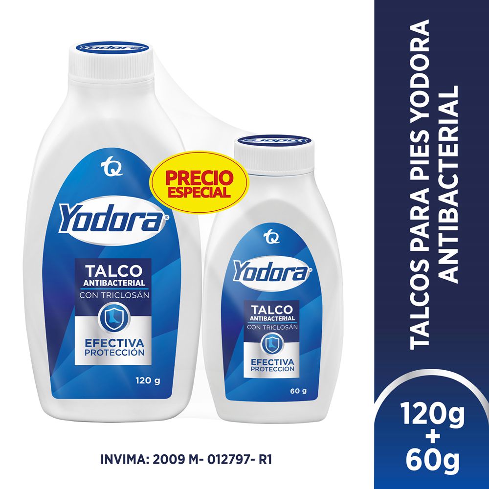 Talco YODORA antibacterial + talco 60gr (180 gr)