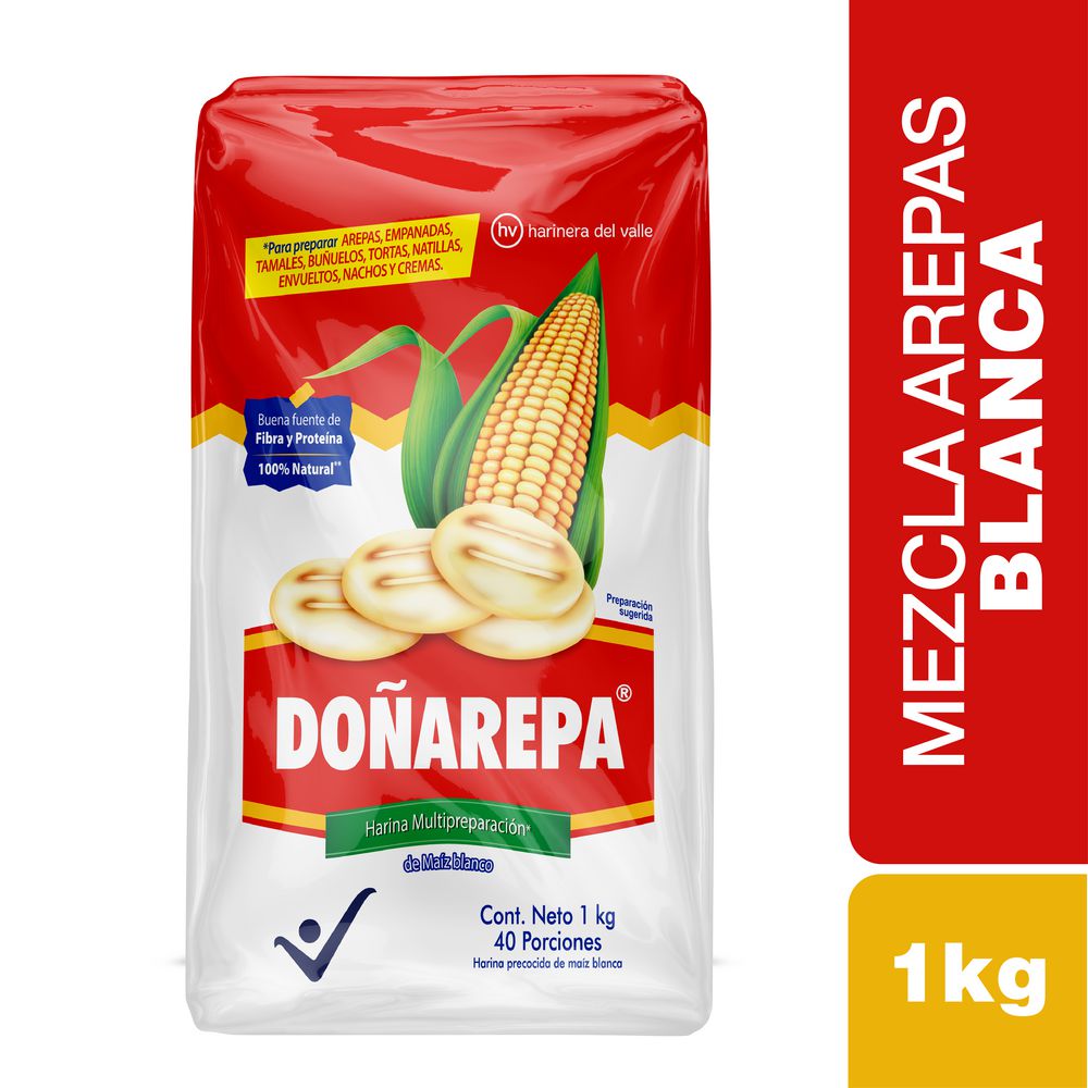 Harina DONAREPA precocida de maíz blanco (1000 gr)
