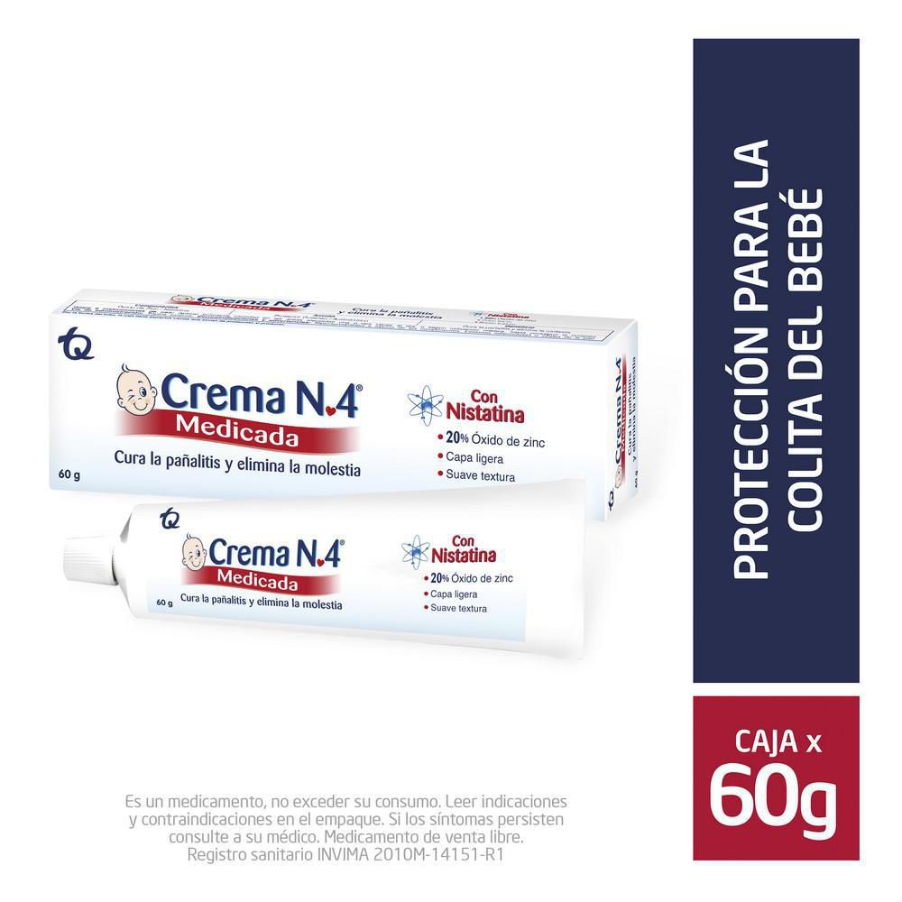 Crema antipañalitis CREMA No 4 medicada con nistatina (60  gr)