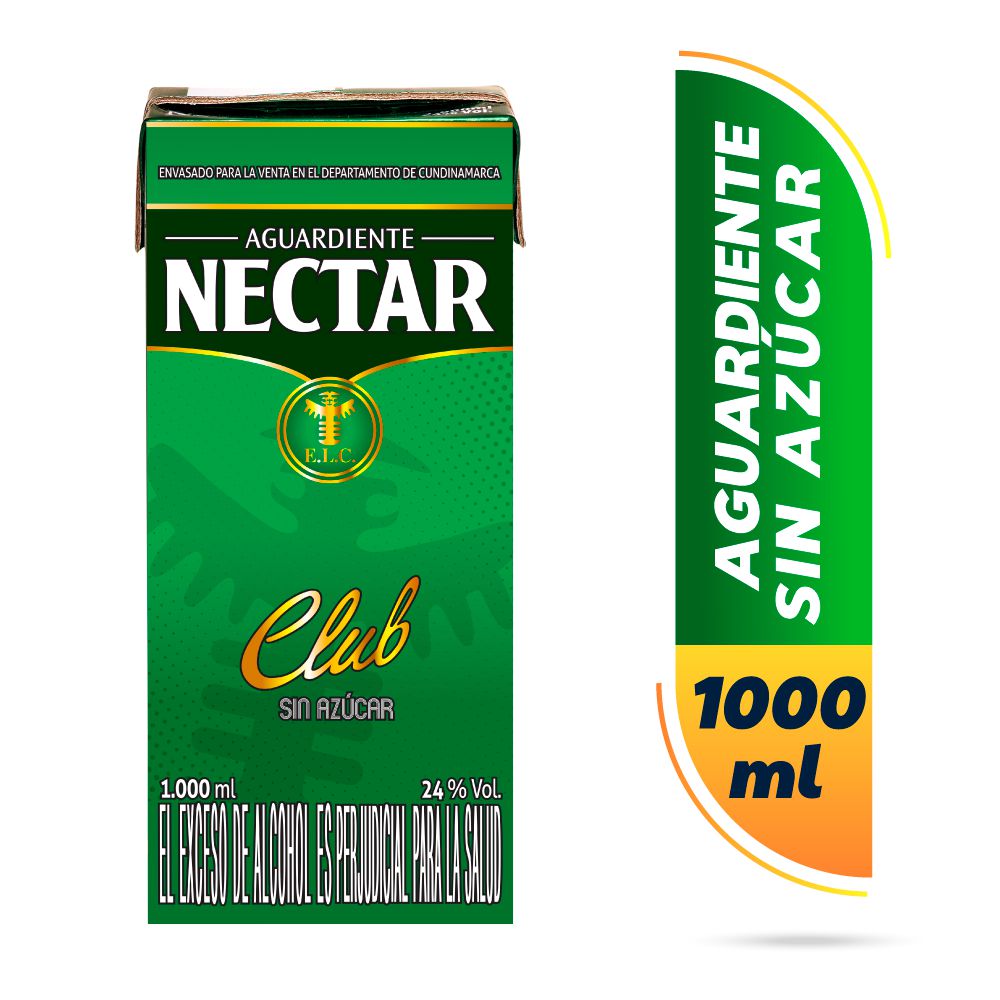Aguardiente NECTAR Club sin azúcar caja (1000 ml)
