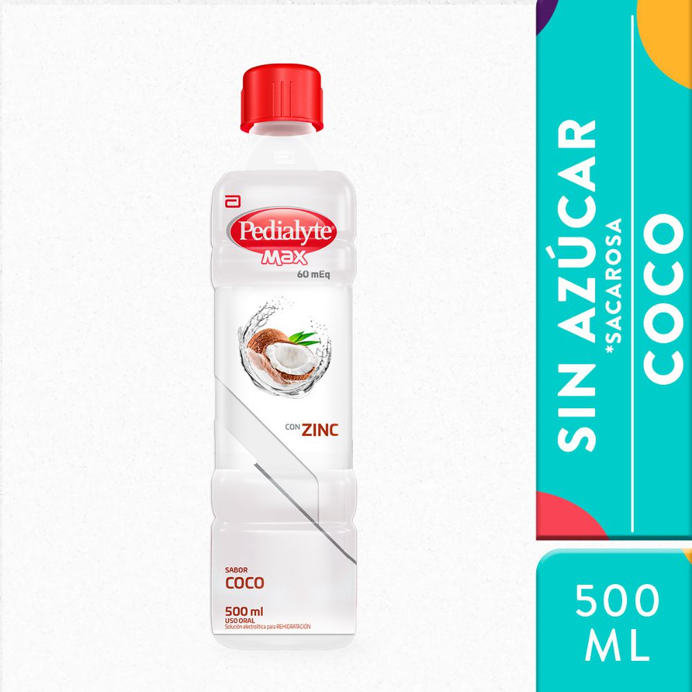 Suero PEDIALYTE Max coco 60mEq con zinc (500  ml)