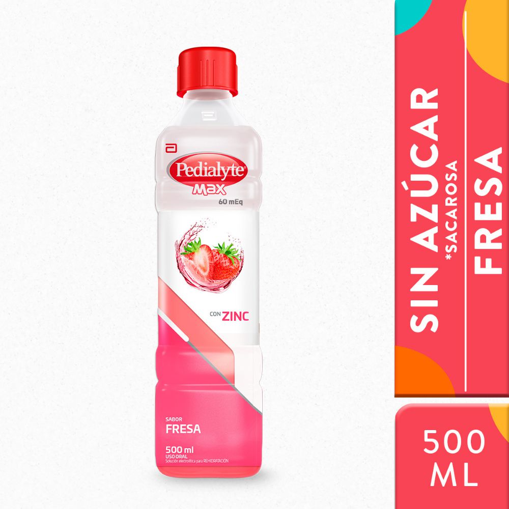 Suero PEDIALYTE Max fresa 60mEq con zinc (500  ml)