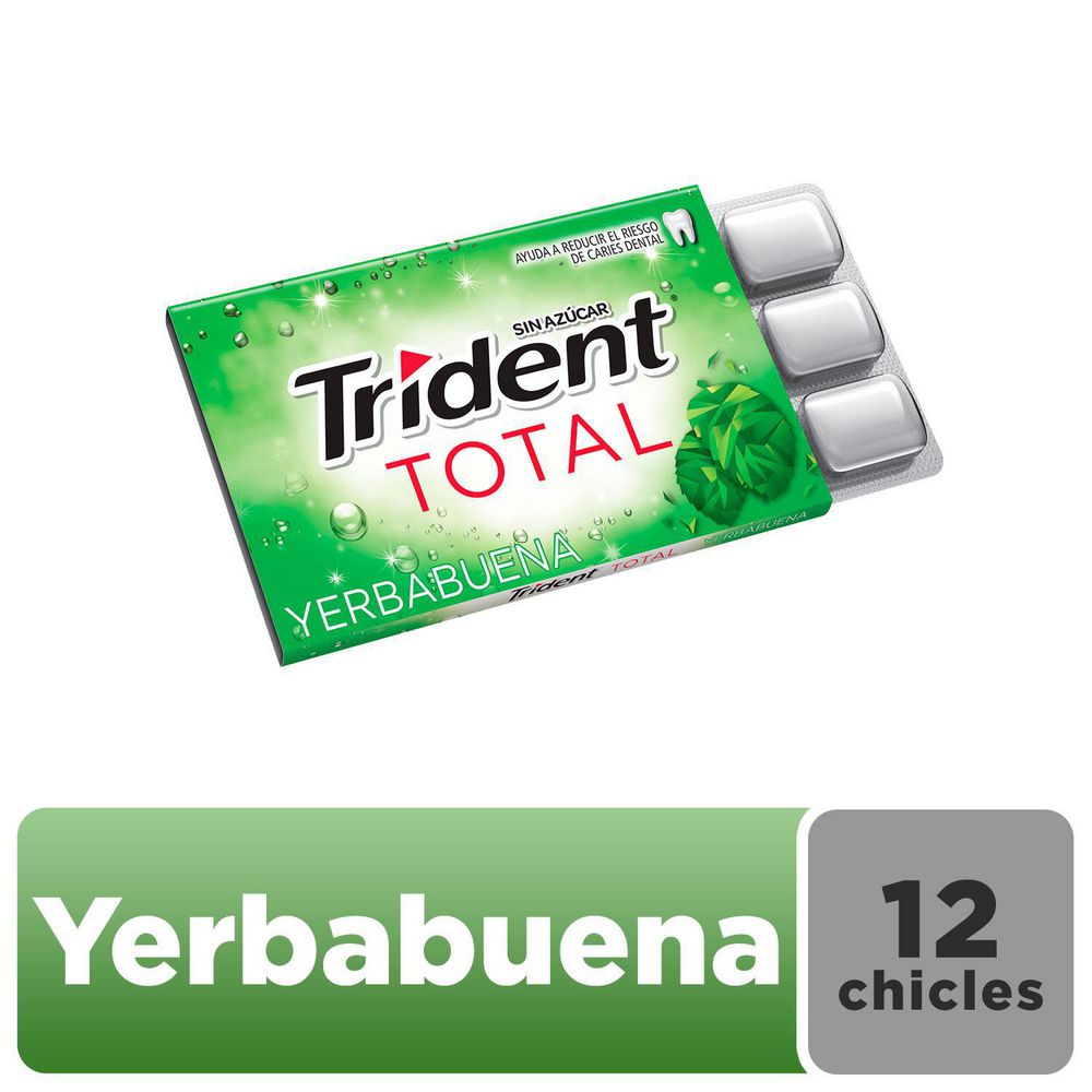 Chicle TRIDENT Total Yerbabuena Sin Azúcar x12paq (195.8  gr) img #2
