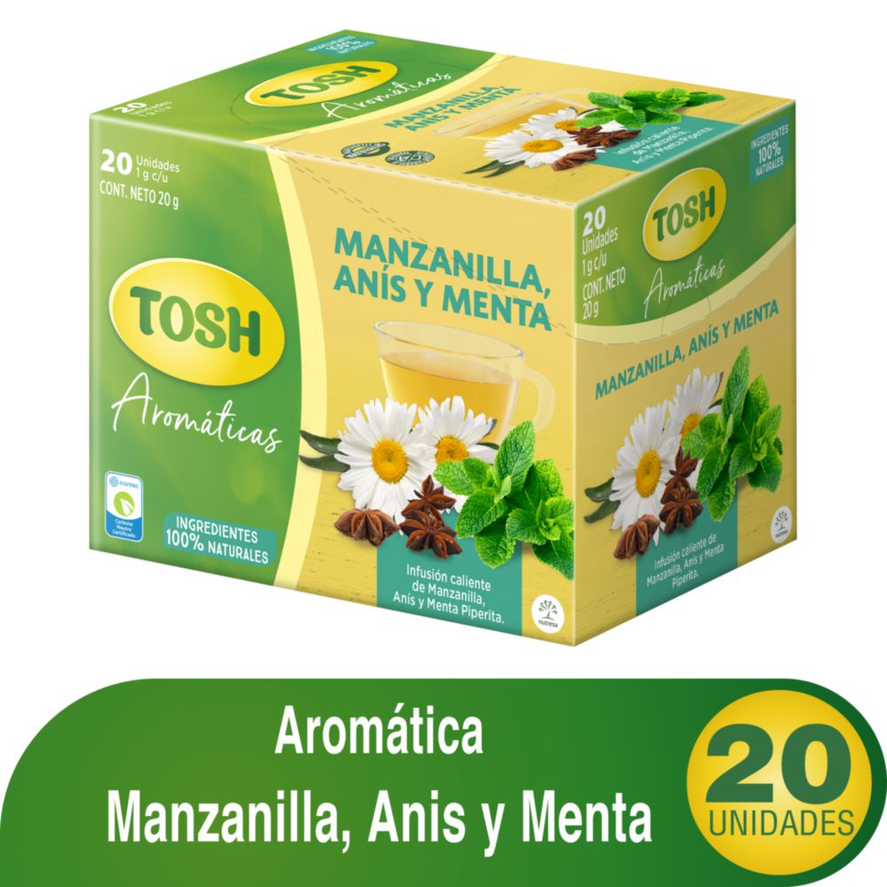 Aromática TOSH Manzanilla, anís y menta x20 und (20  gr)