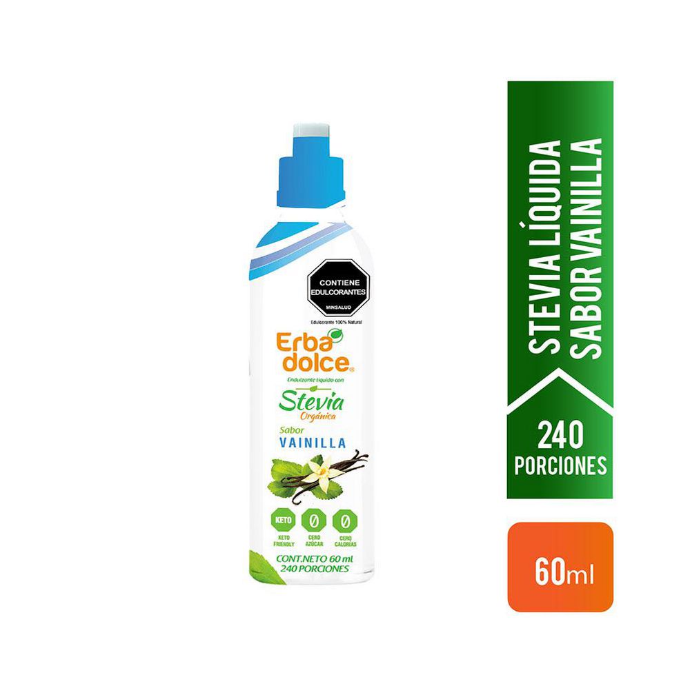 Stevia ERBA DOLCE Endulzante Líquido Sabor Vainilla (60 ml)