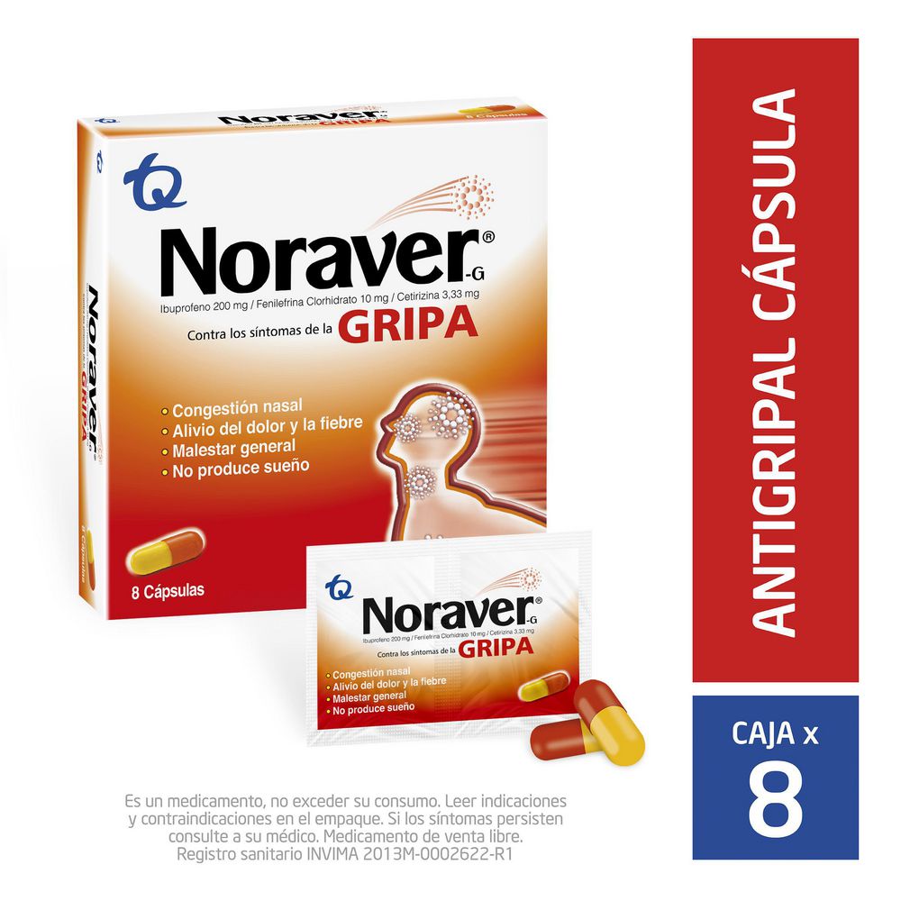 Cápsulas NORAVER antigripal (8 und)