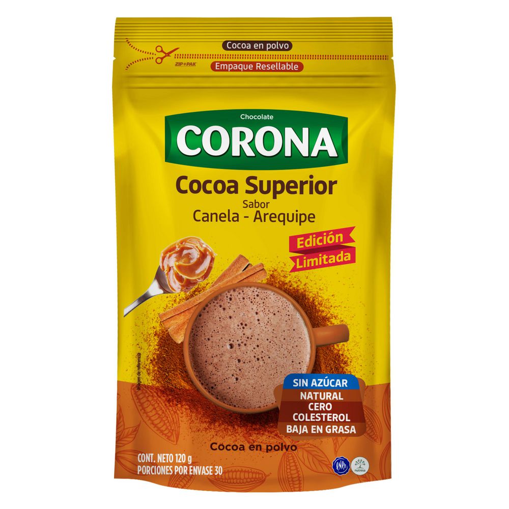 Cocoa CORONA en polvo sabor canela arequipe (120 gr)