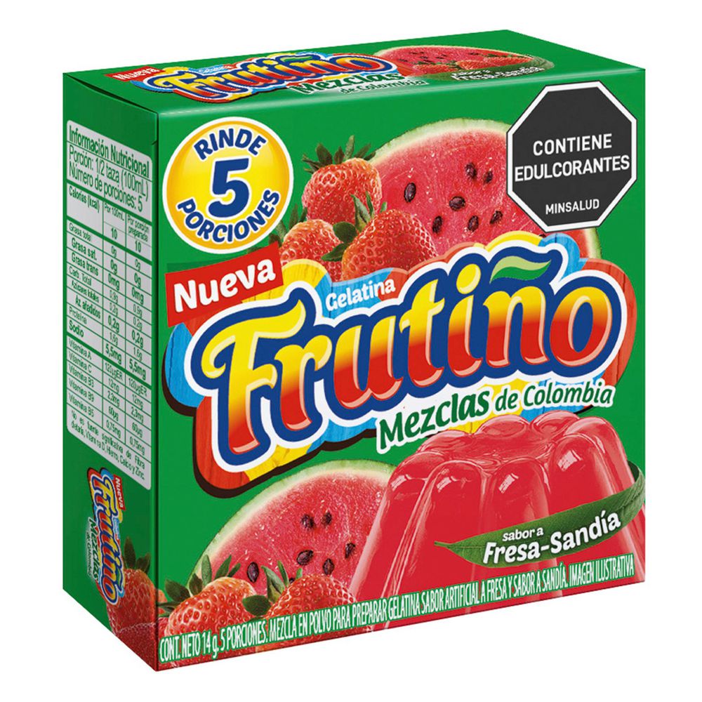 Mezcla Polvo Gelatina Fresa Sandia FRUTINO 14 gr