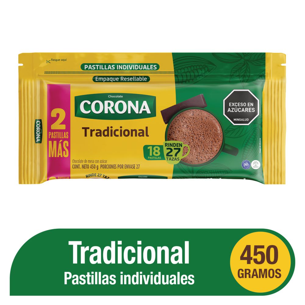 Chocolate de mesa CORONA TRADICIONAL PASTILLADO (450 gr)