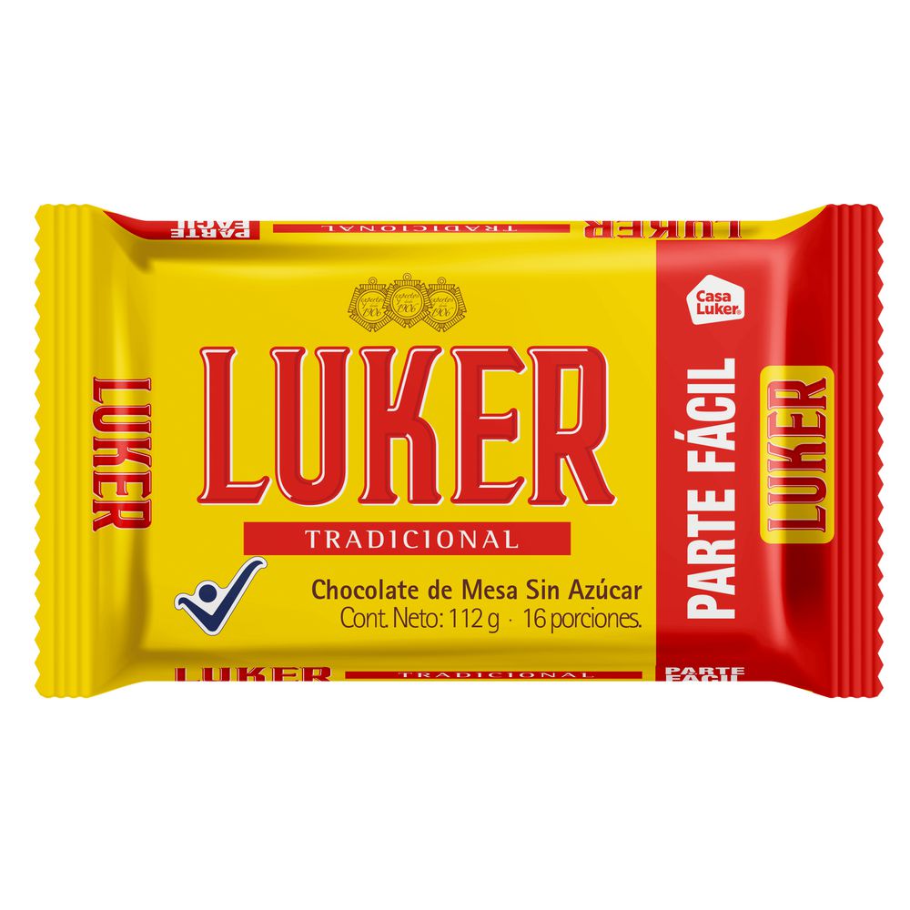 Chocolate LUKER tradicional sin azúcar (112 gr)
