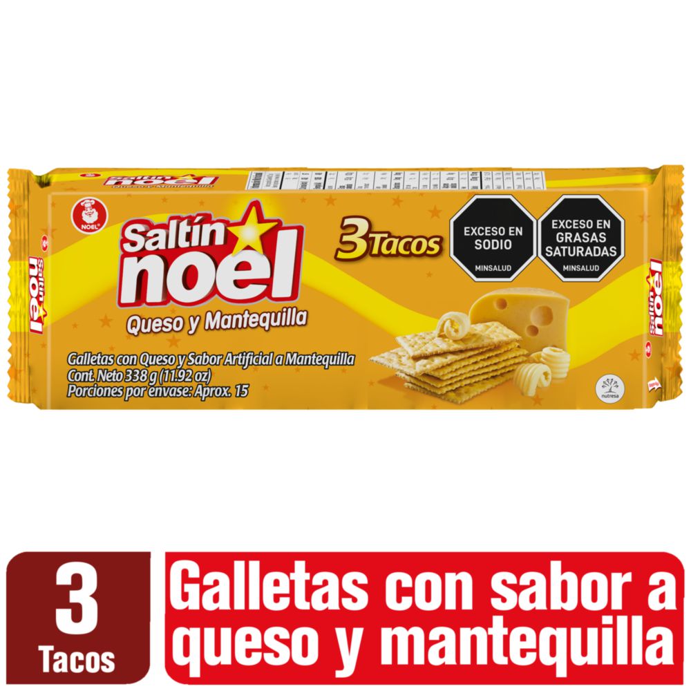 Galletas SALTIN NOEL Queso mantequilla x3 tacos (338 gr)