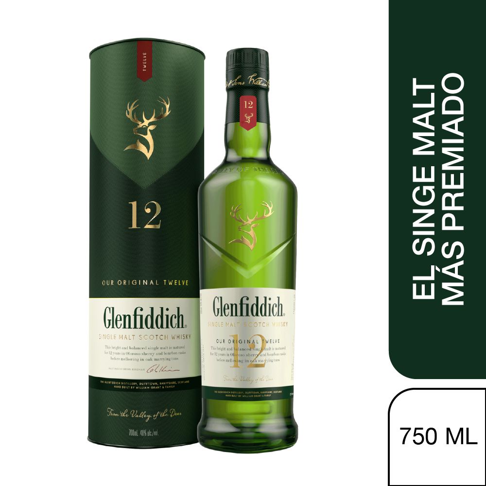 Whisky GLENFIDDICH Single Malt Scotch 12 años (750 ml)