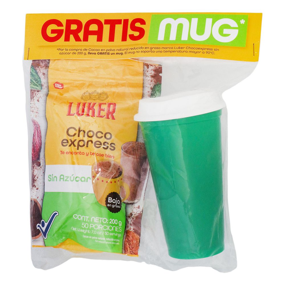 Cacao LUKER POLVO SIN AZUCAR MUG (200 gr)
