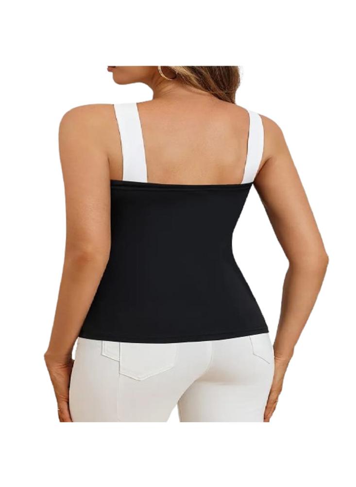 Blusa Color Negro Tira Cruzada Blanca img #2