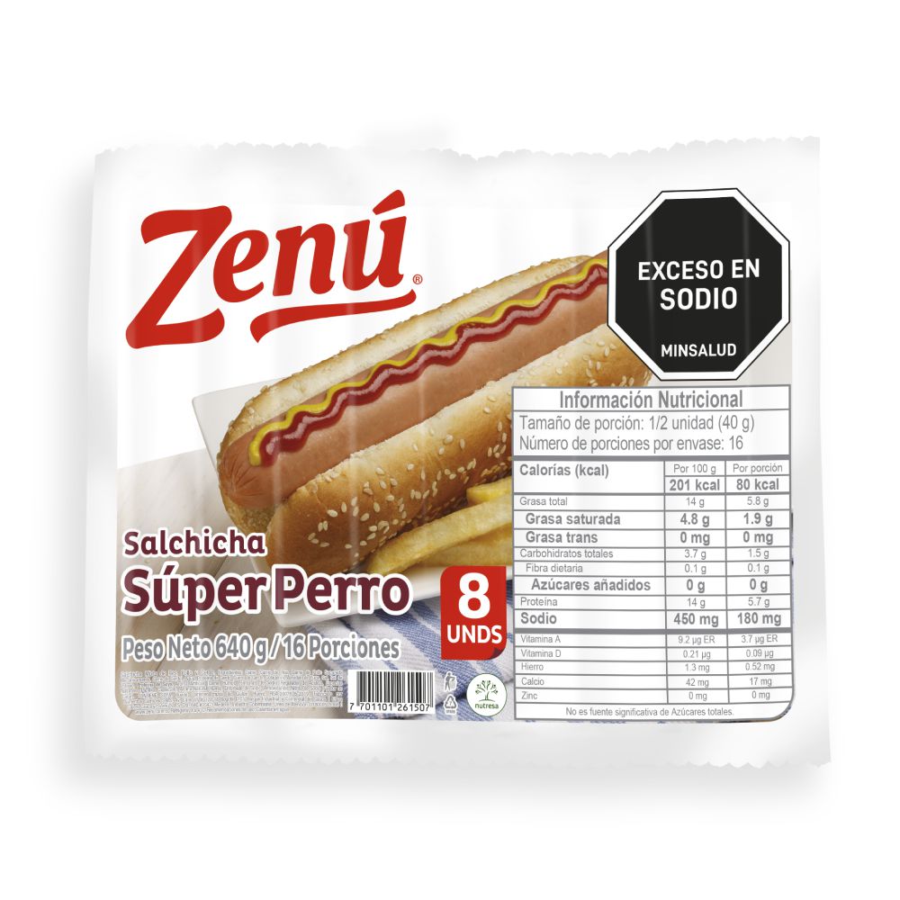 Salchicha ZENU súper perro x8und (640 gr)