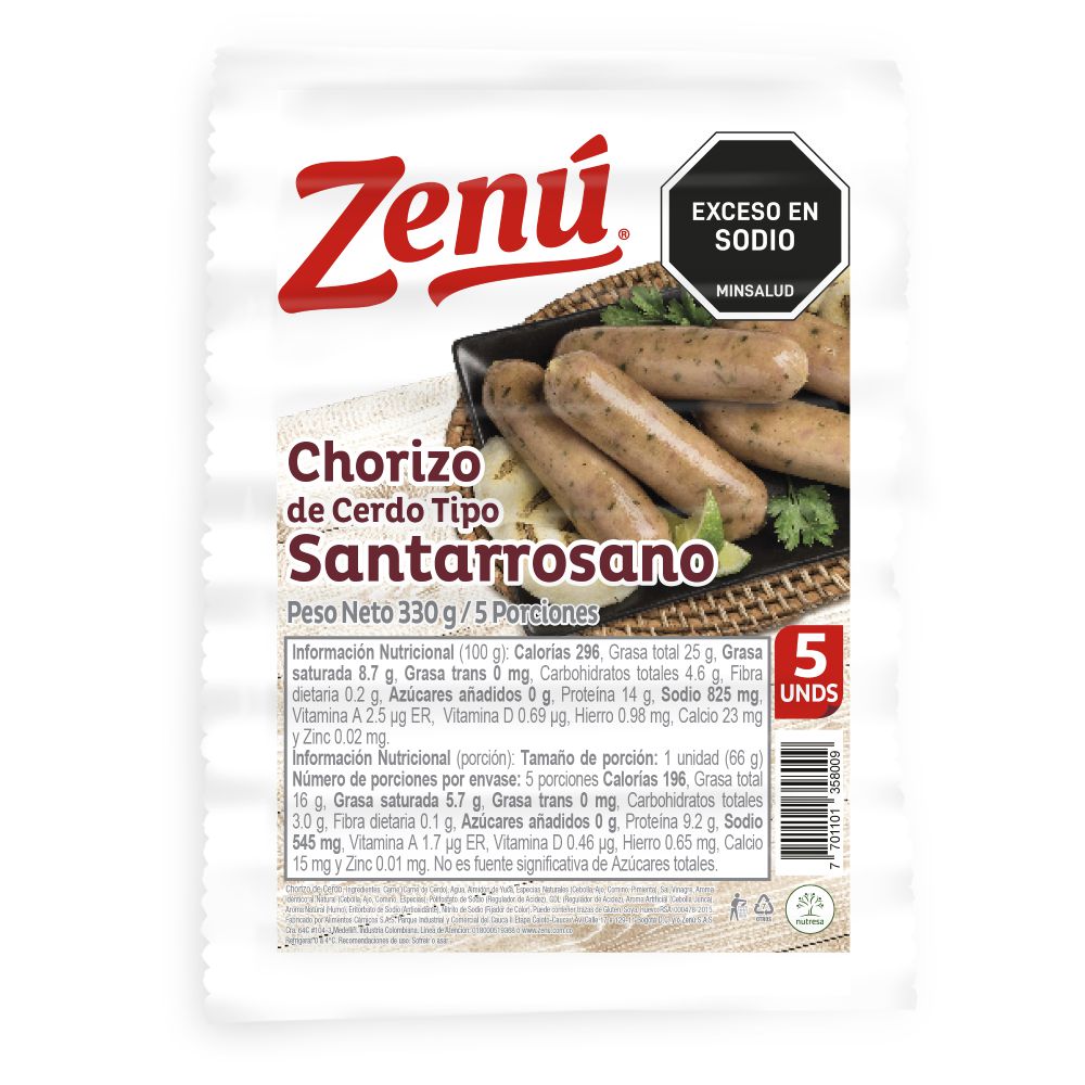 Chorizo Santarrosano ZENU 330 gr