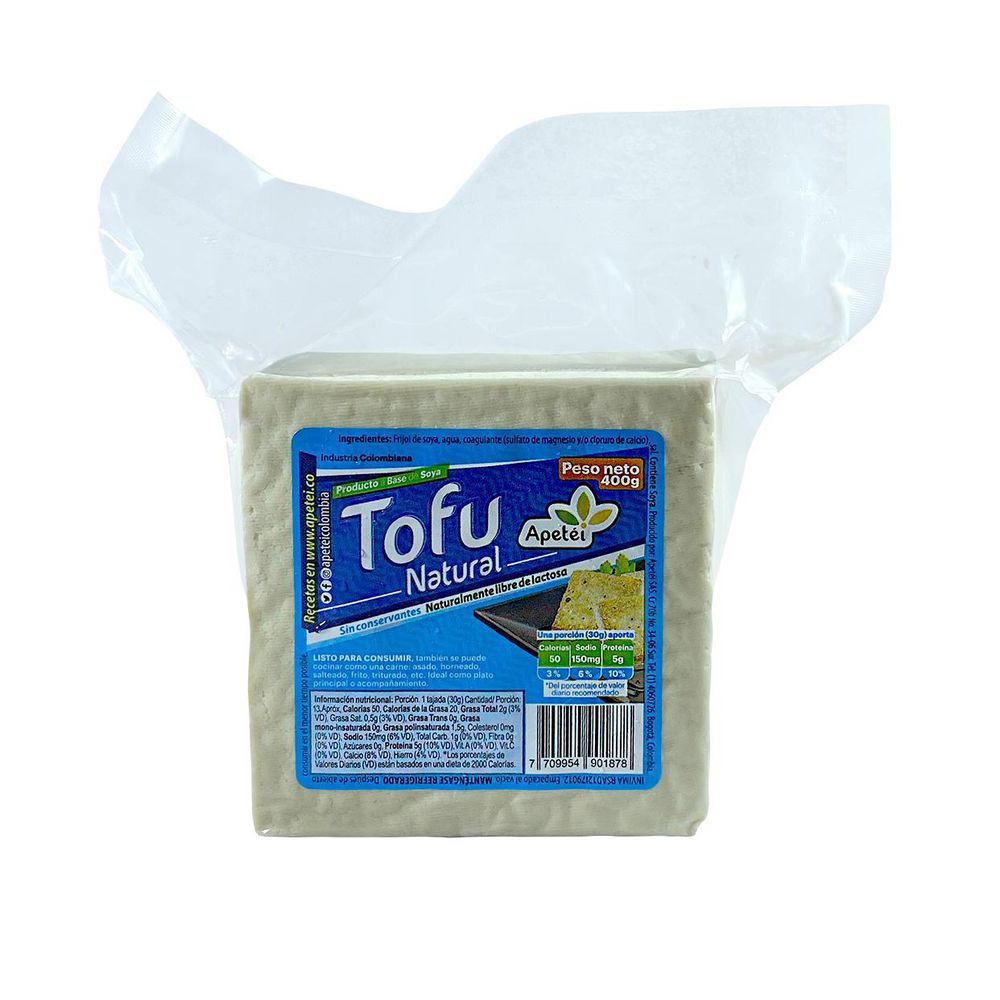 Tofu APETEI A base de soya natural (400 gr)