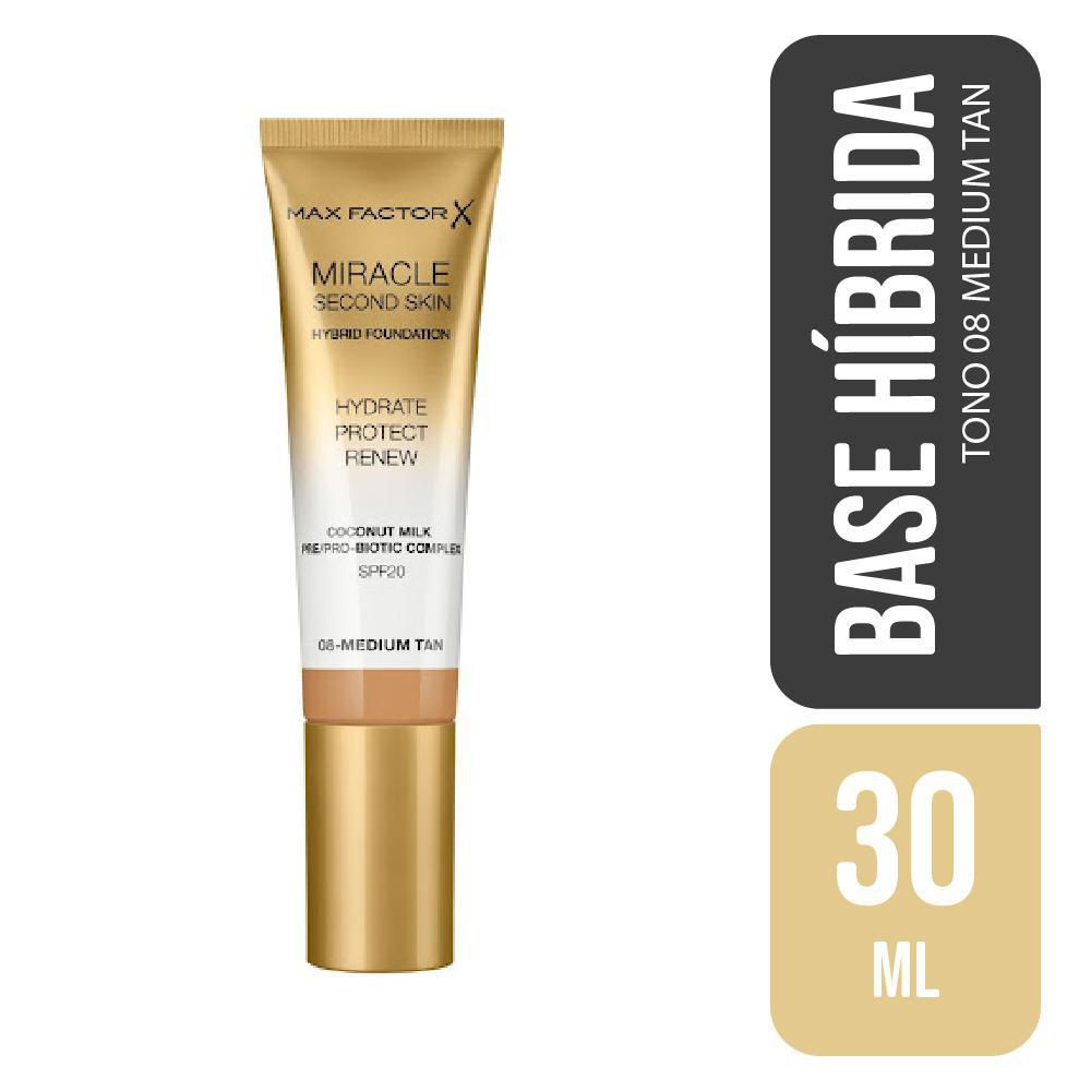 Base híbrida MAX FACTOR Miracle second skin tono 08 (30  ml)