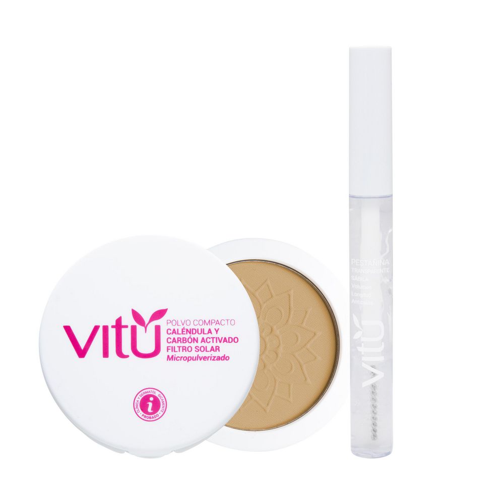 Polvo compacto VITU  + Pestañina transparente (2  und)